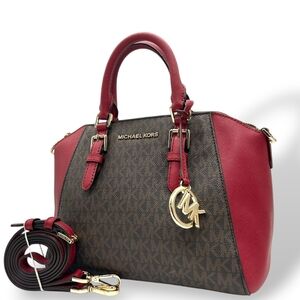 MICHAEL KORS handbag/shoulder bag with signature MK logo in two-tone red and ...